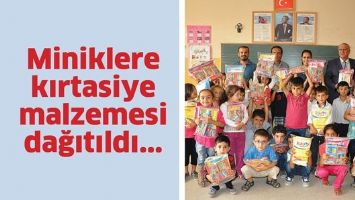 MİNİKLERE KIRTASİYE MALZEMESİ DAĞITILDI