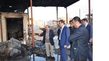 VALİ, YANAN DEPODA İNCELEME YAPTI