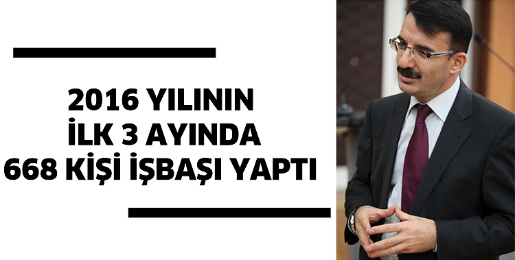 2016 YILININ İLK 3 AYINDA 668 KİŞİ İŞBAŞI YAPTI