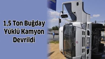 1,5 TON BUĞDAY Y&Uuml;KL&Uuml; KAMYON DEVRİLDİ