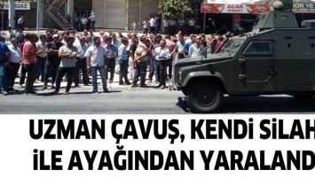 UZMAN &Ccedil;AVUŞ, KENDİ SİLAHI İLE AYAĞINDAN YARALANDI