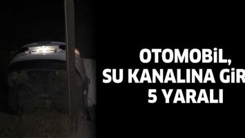 OTOMOBİL, SU KANALINA GİRDİ: 5 YARALI