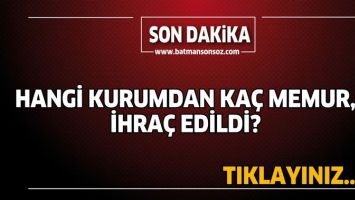 HANGİ KURUMDAN KA&Ccedil; MEMUR, İHRA&Ccedil; EDİLDİ?