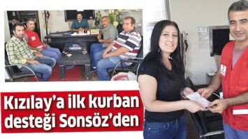 KIZILAY&rsquo;A İLK KURBAN DESTEĞİ SONS&Ouml;Z&rsquo;DEN
