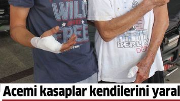 ACEMİ KASAPLAR KENDİLERİNİ YARALADI