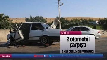 2 otomobil &ccedil;arpıştı, 1 kişi &ouml;ld&uuml;, 5 kişi yaralandı