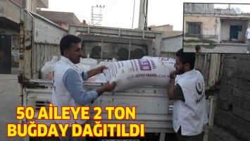 50 AİLEYE 2 TON BUĞDAY DAĞITILDI