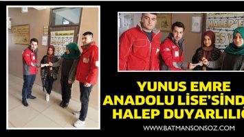 YUNUS EMRE ANADOLU LİSE'SİNDEN HALEP DUYARLILIĞI