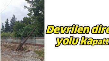 DEVRİLEN DİREK, YOLU KAPATTI