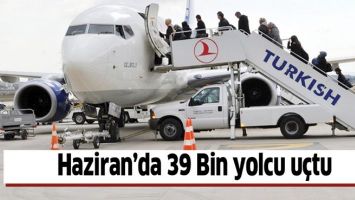 HAZİRAN&rsquo;DA 39 BİN YOLCU U&Ccedil;TU