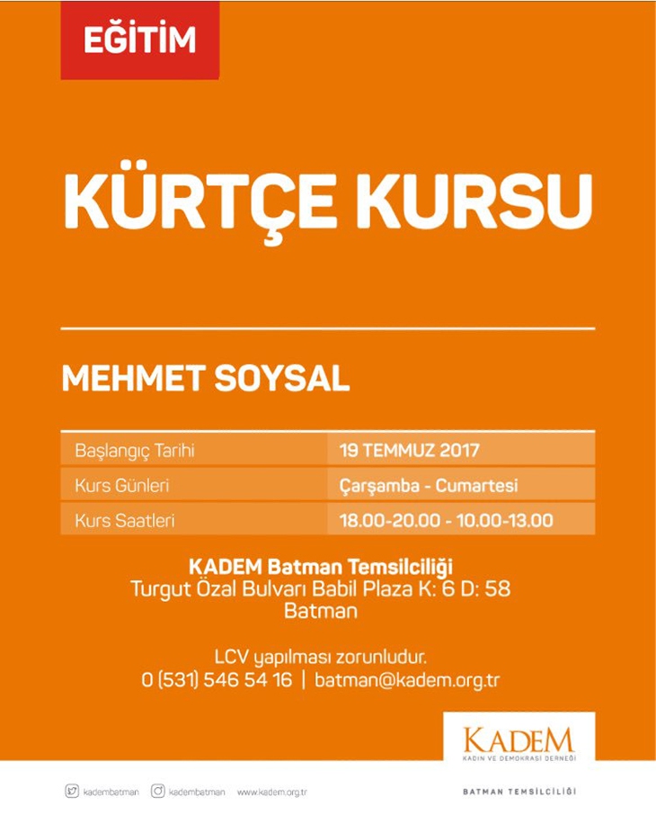 KADEM&rsquo;DEN K&Uuml;RT&Ccedil;E KURSU