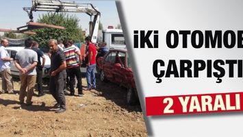 İKİ OTOMOBİL &Ccedil;ARPIŞTI: 2 YARALI