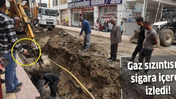 GAZ SIZINTISINI, SİGARA İ&Ccedil;EREK İZLEDİ!