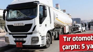 TIR OTOMOBİLE &Ccedil;ARPTI: 5 YARALI