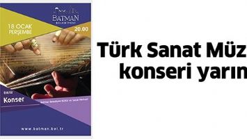 T&Uuml;RK SANAT M&Uuml;ZİĞİ KONSERİ YARIN&hellip;