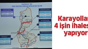 KARAYOLLARI, 4 İŞİN İHALESİNİ YAPIYOR