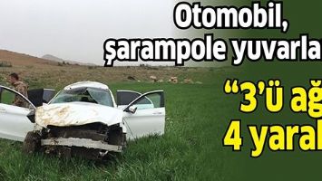 OTOMOBİL, ŞARAMPOLE YUVARLANDI &ldquo;3'&Uuml; AĞIR 4 YARALI&rdquo;