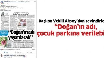 BAŞKAN VEKİLİ AKSOY&rsquo;DAN SEVİNDİRİCİ YANIT