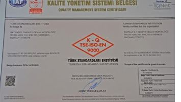 KALİTE Y&Ouml;NETİM SİSTEMİ BELGESİ VERİLDİ