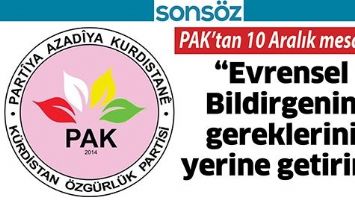 PAK&rsquo;TAN 10 ARALIK MESAJI;