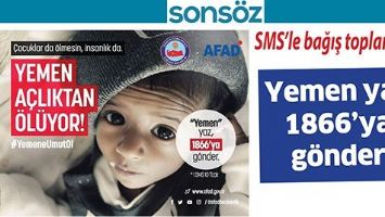 SMS&rsquo;LE BAĞIŞ TOPLANIYOR
