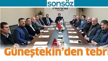 G&Uuml;NEŞTEKİN&rsquo;DEN TEBRİK
