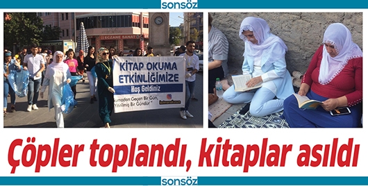 &Ccedil;&Ouml;PLER TOPLANDI, KİTAPLAR ASILDI