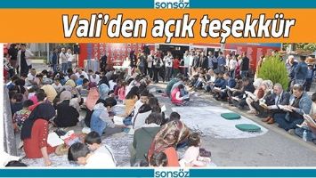 VALİ&rsquo;DEN A&Ccedil;IK TEŞEKK&Uuml;R