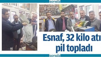 ESNAF, 32 KİLO ATIK PİL TOPLADI