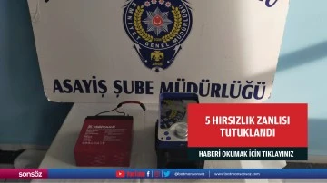 5 hırsızlık zanlısı tutuklandı