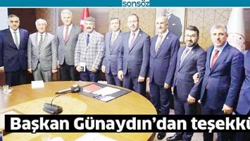 BAŞKAN G&Uuml;NAYDIN&rsquo;DAN TEŞEKK&Uuml;R