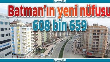 T&Uuml;İK A&Ccedil;IKLADI; BATMAN&rsquo;IN N&Uuml;FUSU 608 BİN 659