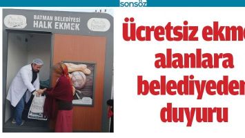 &Uuml;CRETSİZ EKMEK ALANLARA BELEDİYEDEN DUYURU