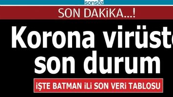 BATMAN'DA KORONA VİR&Uuml;STE SON DURUM