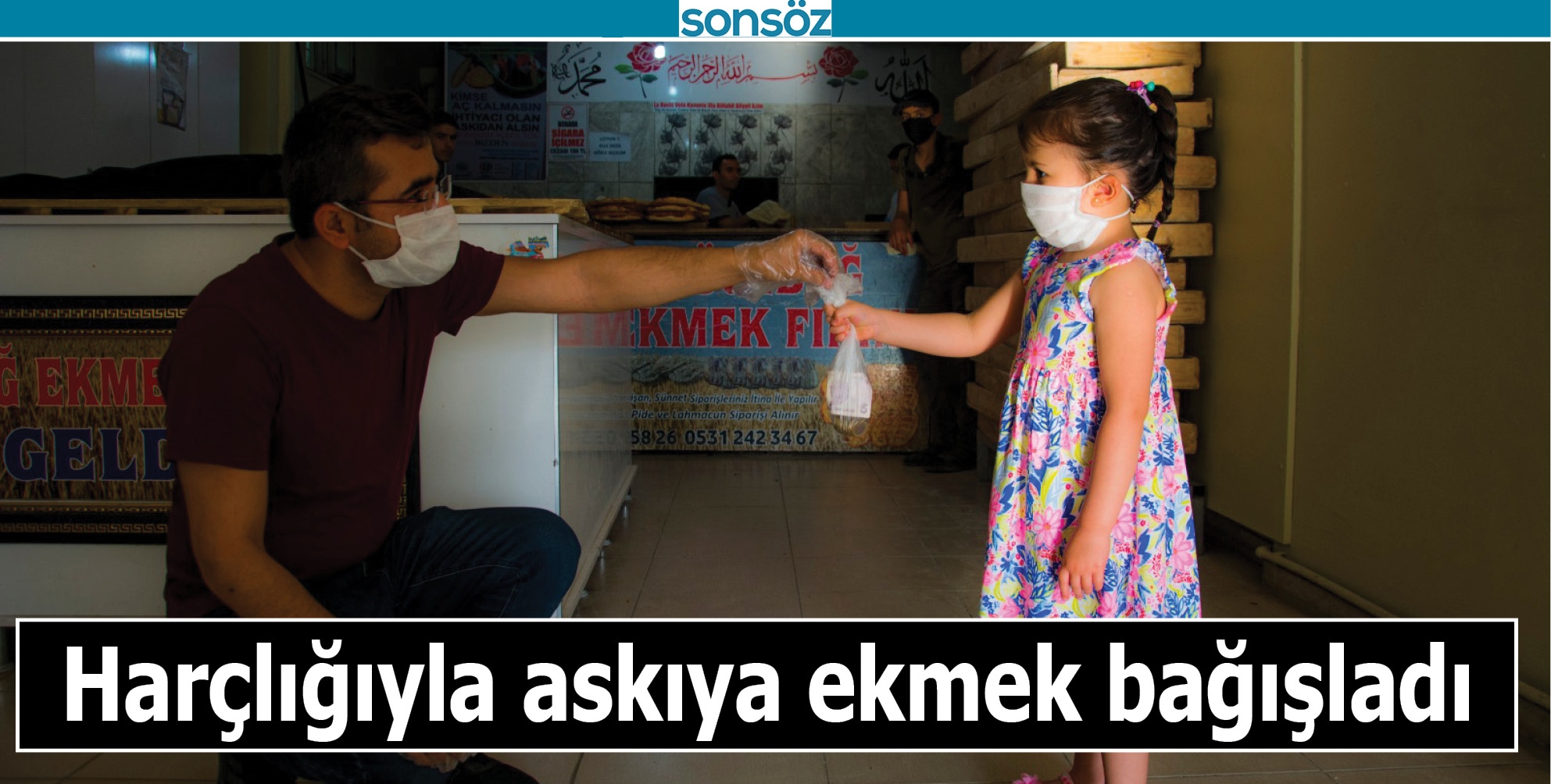 Har&ccedil;lığıyla askıya ekmek bağışladı