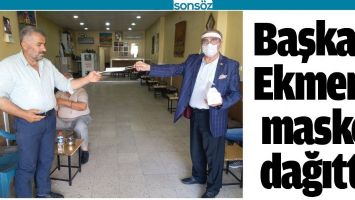BAŞKAN EKMEN, MASKE DAĞITTI