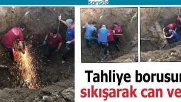 TAHLİYE BORUSUNA SIKIŞARAK CAN VERDİ