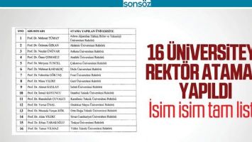 16 &uuml;niversiteye rekt&ouml;r ataması yapıldı