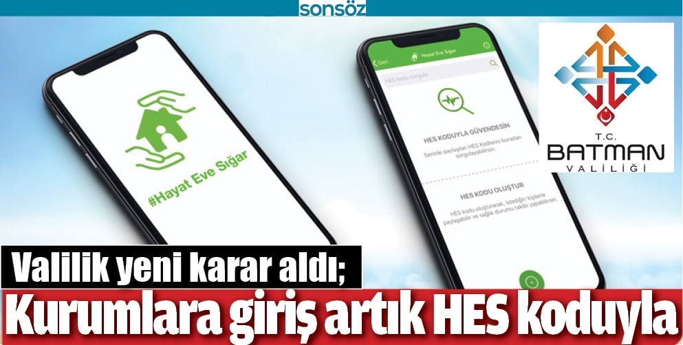 KURUMLARA GİRİŞ ARTIK HES KODUYLA