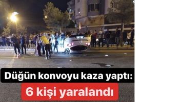 D&uuml;ğ&uuml;n konvoyu kaza yaptı: 6 yaralı