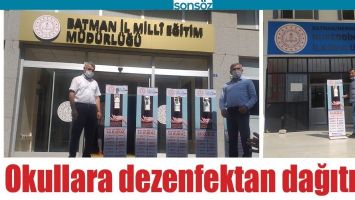 OKULLARA DEZENFEKTAN DAĞITILDI