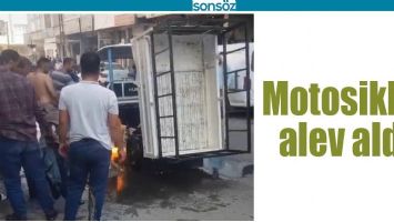 MOTOSİKLET ALEV ALDI