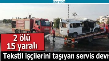 MİNİB&Uuml;S KAZA YAPTI; 2 &Ouml;L&Uuml;