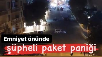 Emniyet &ouml;n&uuml;nde ş&uuml;pheli paket paniği