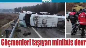 BATMAN'DA G&Ouml;&Ccedil;MENLERİ TAŞIYAN MİNİB&Uuml;S DEVRİLDİ