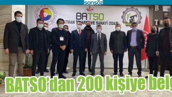 BATSO&rsquo;DAN 200 KİŞİYE BELGE