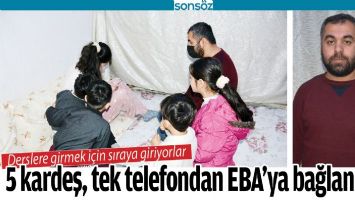 BATMAN'DA 5 KARDEŞ, TEK TELEFONDAN EBA&rsquo;YA BAĞLANIYOR