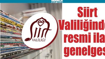 SİİRT VALİLİĞİNDEN RESMİ İLAN GENELGESİ