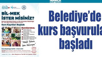BELEDİYE&rsquo;DE KURS BAŞVURULAR BAŞLADI