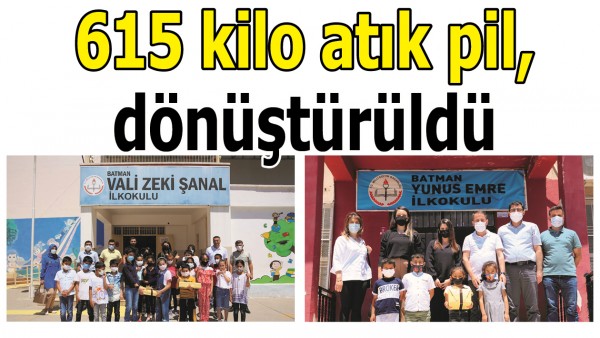615 KİLO ATIK PİL, D&Ouml;N&Uuml;ŞT&Uuml;R&Uuml;LD&Uuml;
